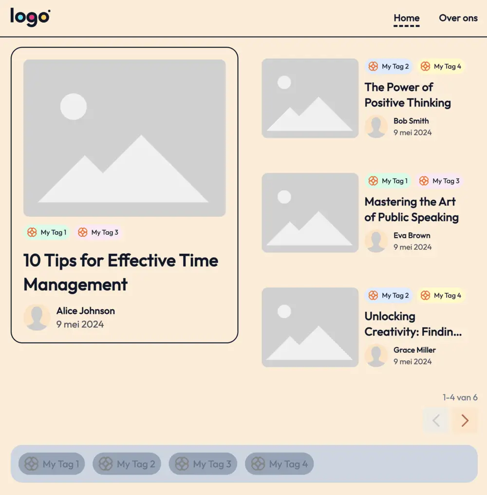Next.js blog site met mock data