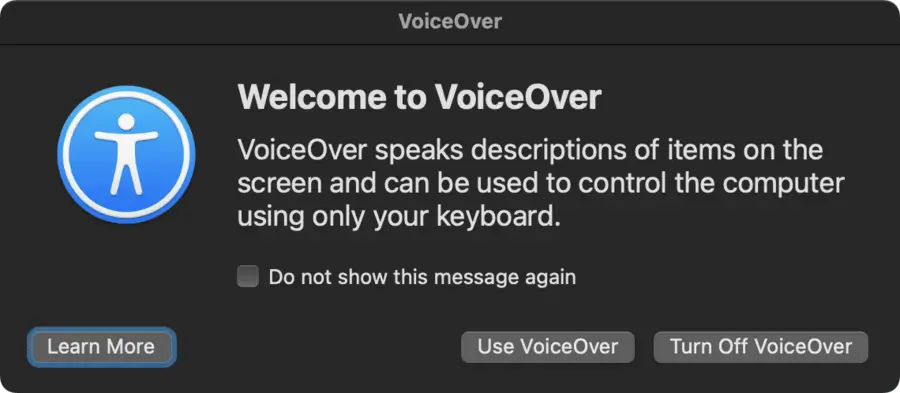 VoiceOver is a macOS accessibility tool that reads text aloud