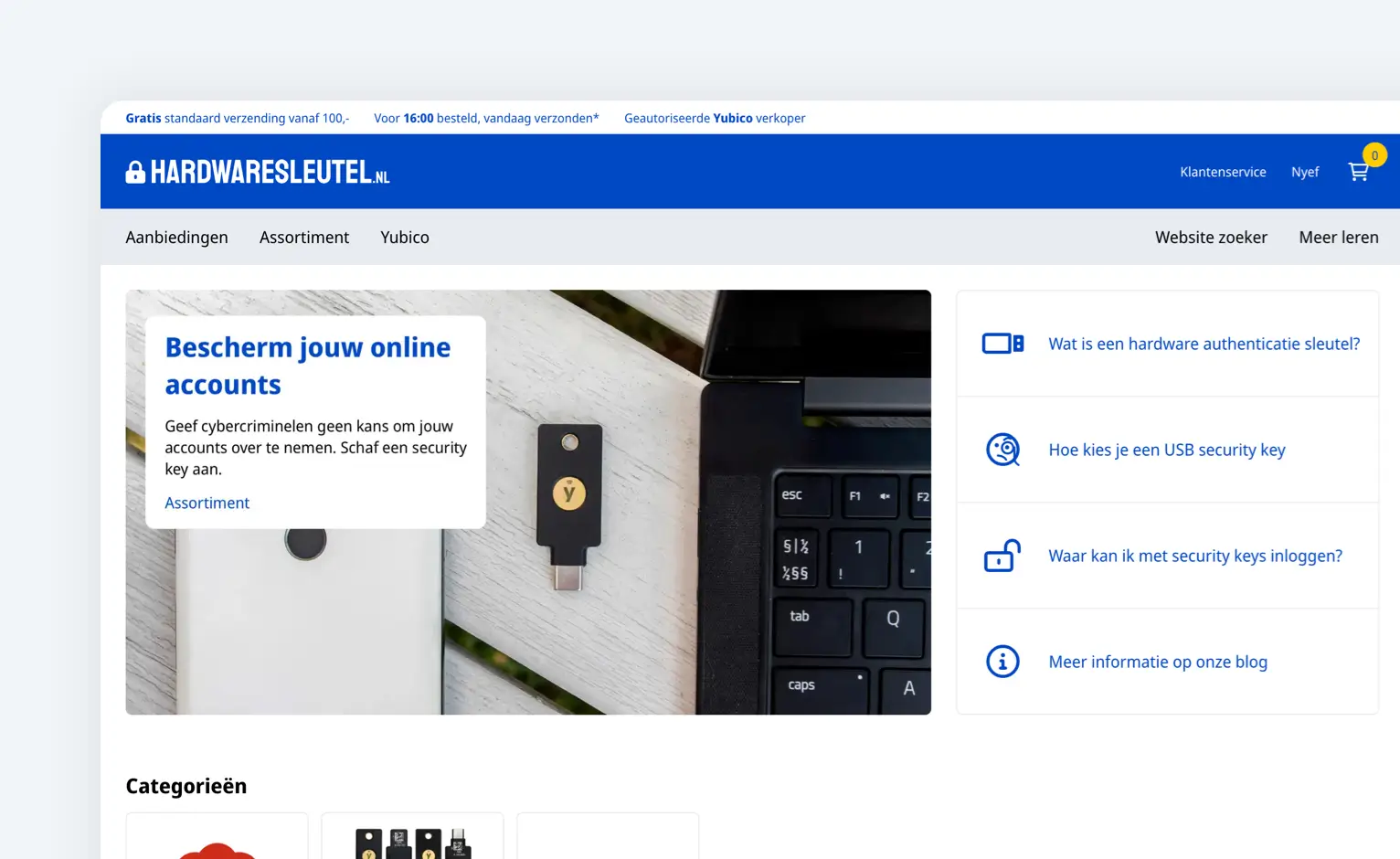 The webshop homepage.