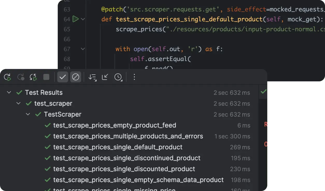 The entire Python application is unit tested.