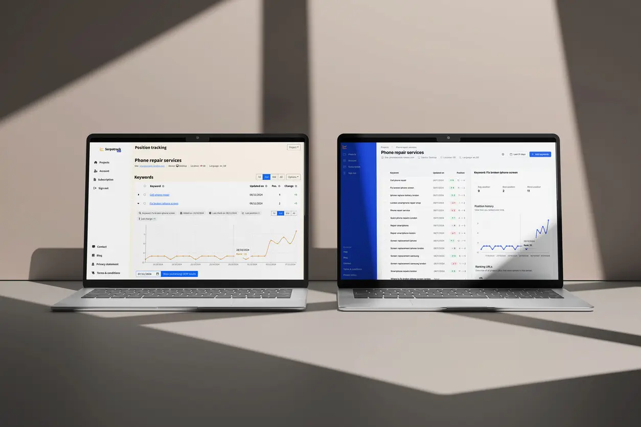 After the release of the first version, Serpotrack has undergone an overall rebranding for an improved UX.