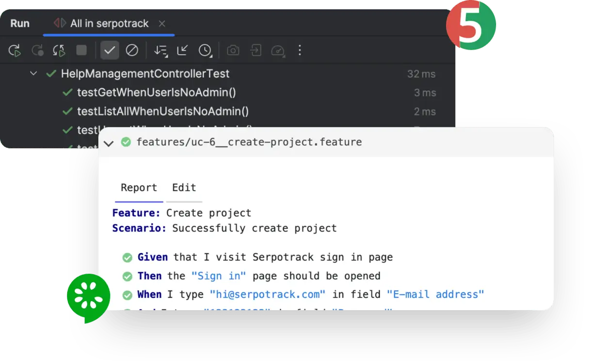Both front-end and back-end tests are automated.