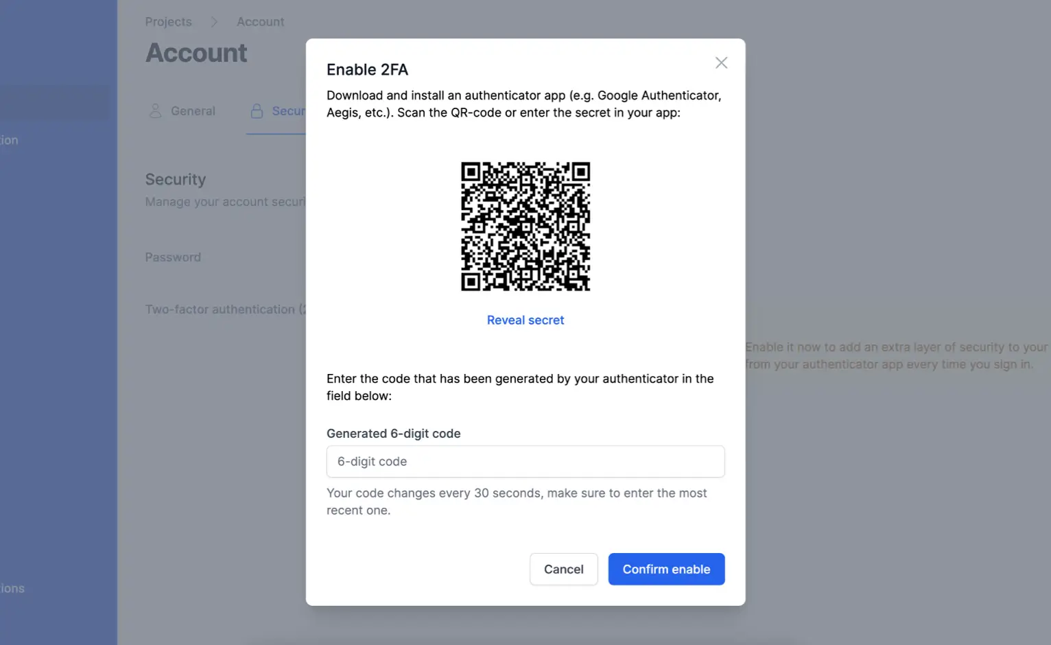 Users can enable 2FA for their account themselves.