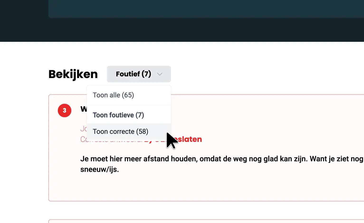 All answered questions include an explanation. Customers can filter based on this.